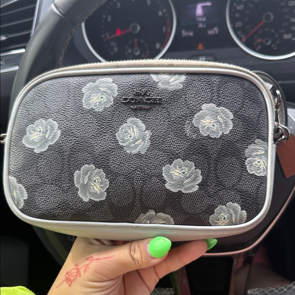 Coach Black and Gray Floral Crossbody Bag